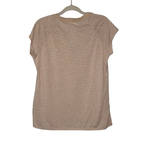 Retrology boho tan cap sleeve embroidered cotton front blouse. Size M - Picture 2 of 9